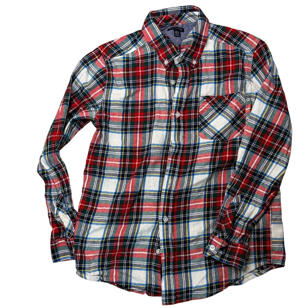 Tommy Hilfiger Plaid Button Down Shirt Boys L 16/18 EUC